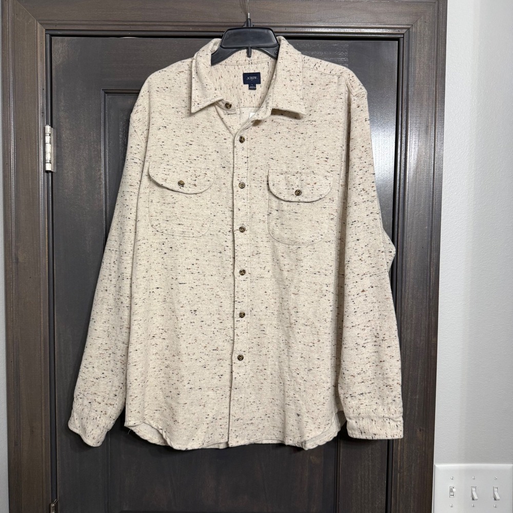 J.Crew Mens Large Oatmeal Flecked Button Down Shirt WZ7483 NWT